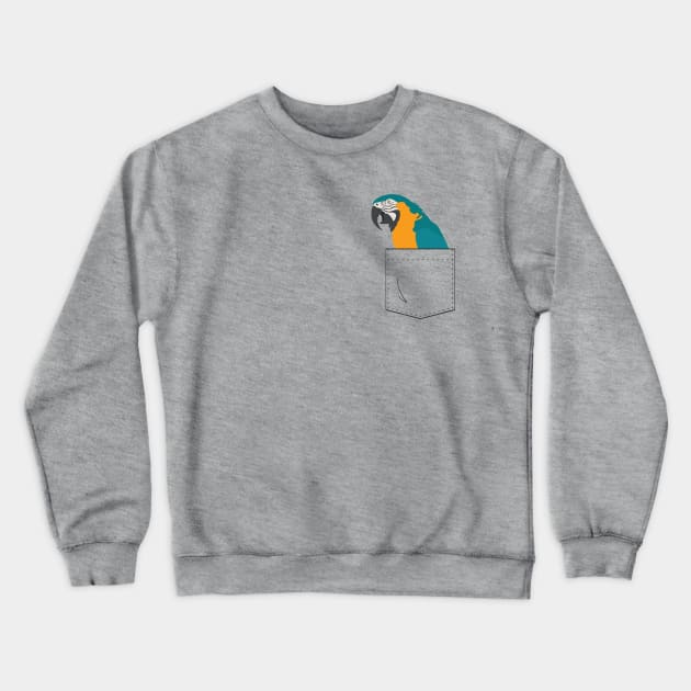 Blue and Gold Macaw Parrot In Your Front Pocket Crewneck Sweatshirt by Einstein Parrot